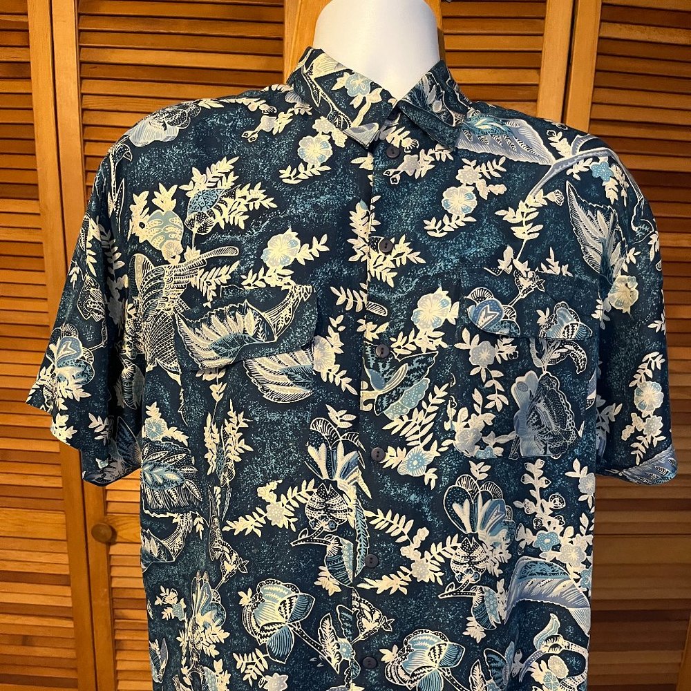 VANTANA ITALY SZ LARGE 100% FEATHERWEIGHT SILK SS HAWAIIN SHIRT